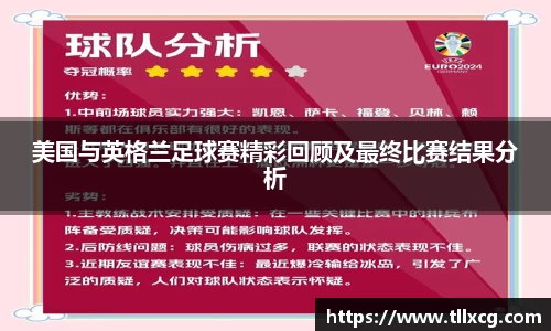 美国与英格兰足球赛精彩回顾及最终比赛结果分析